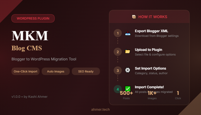 MKM Blog CMS - Blogger XML to WordPress Importer